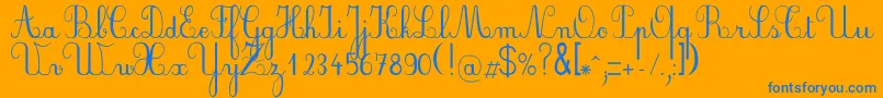 Plumnde-Schriftart – Blaue Schriften auf orangefarbenem Hintergrund