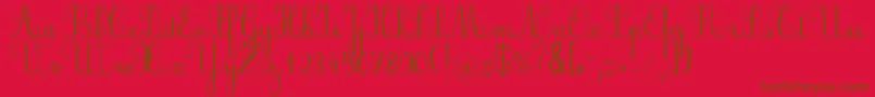 Czcionka Plumnde – brązowe czcionki na czerwonym tle