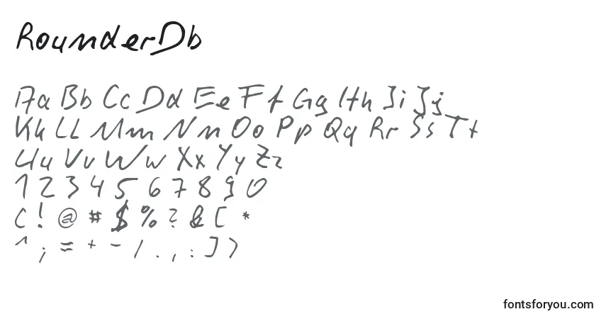 A fonte RounderDb – alfabeto, números, caracteres especiais