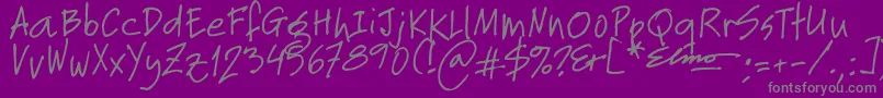 Elmo-fontti – harmaat kirjasimet violetilla taustalla