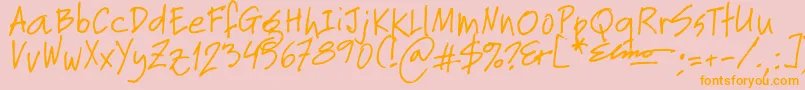 Elmo-Schriftart – Orangefarbene Schriften auf rosa Hintergrund