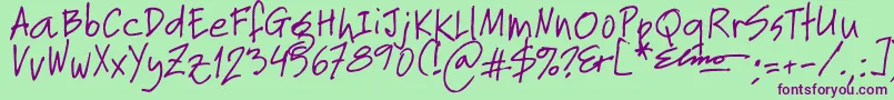 Elmo Font – Purple Fonts on Green Background