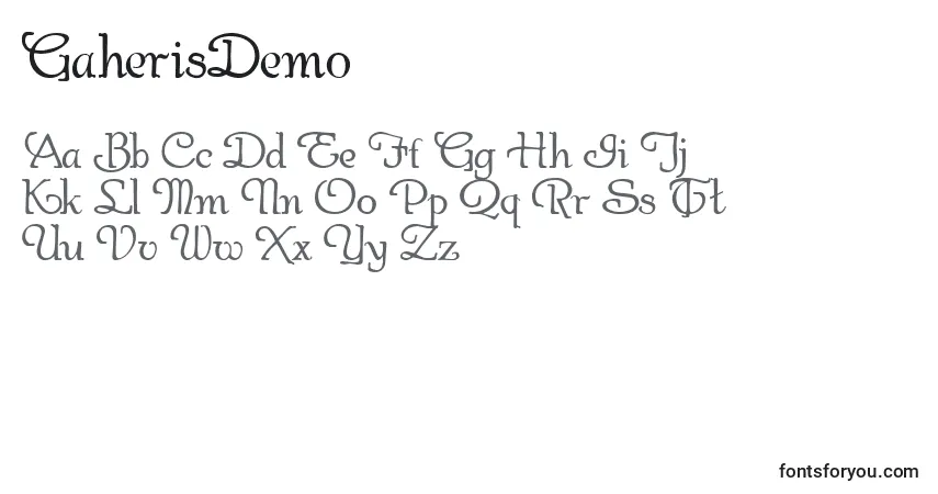 Шрифт GaherisDemo – алфавит, цифры, специальные символы