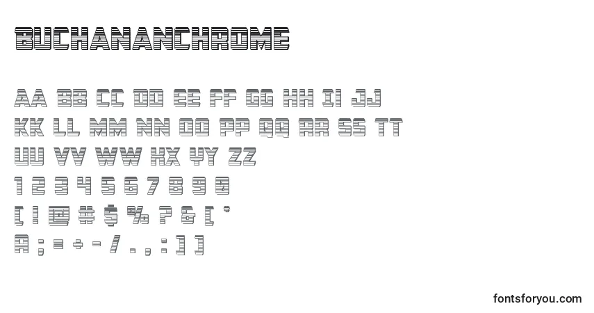 Schriftart Buchananchrome – Alphabet, Zahlen, spezielle Symbole