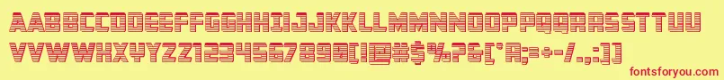 Buchananchrome-Schriftart – Rote Schriften auf gelbem Hintergrund
