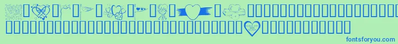 KrValentines2006Nine-Schriftart – Blaue Schriften auf grünem Hintergrund