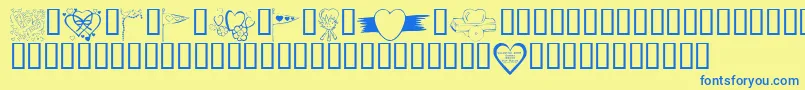 KrValentines2006Nine Font – Blue Fonts on Yellow Background