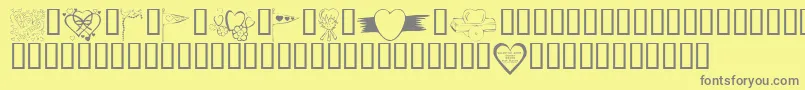 KrValentines2006Nine Font – Gray Fonts on Yellow Background