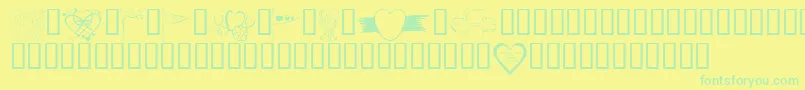 KrValentines2006Nine Font – Green Fonts on Yellow Background