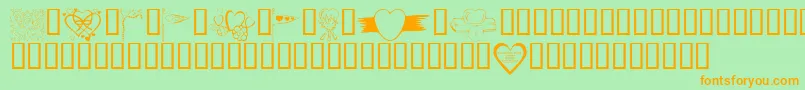 KrValentines2006Nine-Schriftart – Orangefarbene Schriften auf grünem Hintergrund