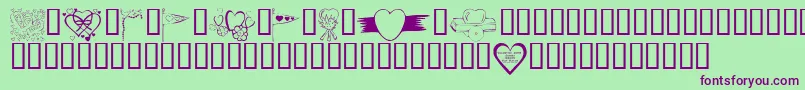 KrValentines2006Nine Font – Purple Fonts on Green Background