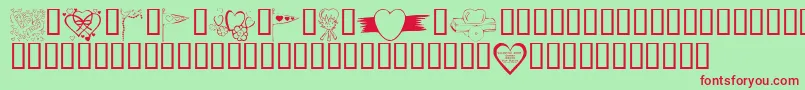 KrValentines2006Nine Font – Red Fonts on Green Background