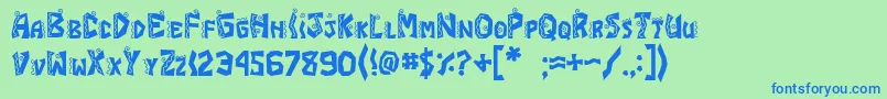 フォントJiChimichanga – 青い文字は緑の背景です。