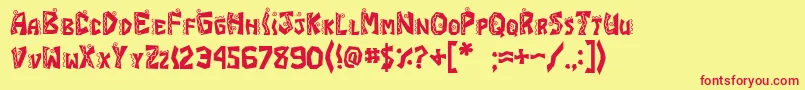 JiChimichanga Font – Red Fonts on Yellow Background