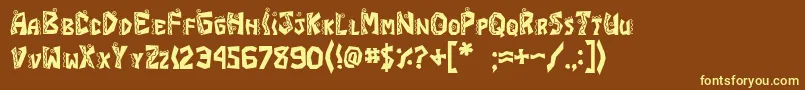 JiChimichanga-fontti – keltaiset fontit ruskealla taustalla