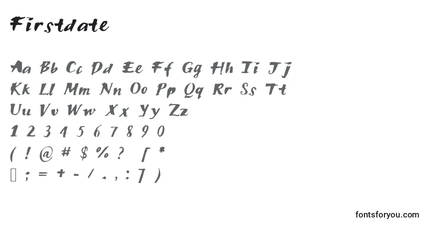 Czcionka Firstdate – alfabet, cyfry, specjalne znaki
