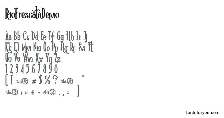 Czcionka RioFrescataDemo – alfabet, cyfry, specjalne znaki