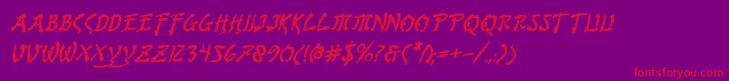 Bushidobi-Schriftart – Rote Schriften auf violettem Hintergrund