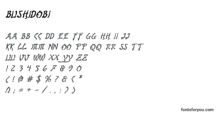 characters of bushidobi font, letter of bushidobi font, alphabet of  bushidobi font