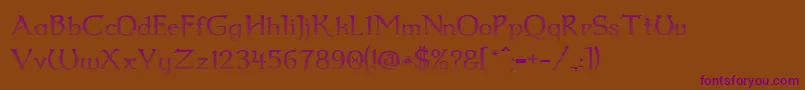 Dumbledor2CutUp-Schriftart – Violette Schriften auf braunem Hintergrund