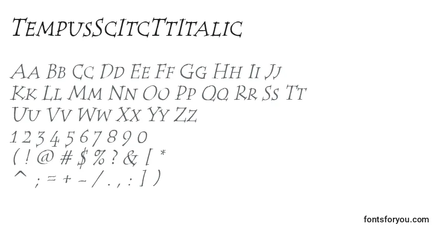 Шрифт TempusScItcTtItalic – алфавит, цифры, специальные символы