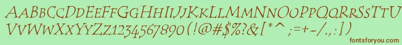 TempusScItcTtItalic Font – Brown Fonts on Green Background