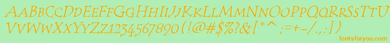 TempusScItcTtItalic Font – Orange Fonts on Green Background