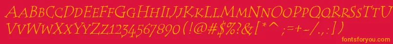 TempusScItcTtItalic Font – Orange Fonts on Red Background