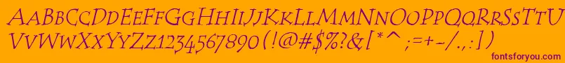 TempusScItcTtItalic Font – Purple Fonts on Orange Background