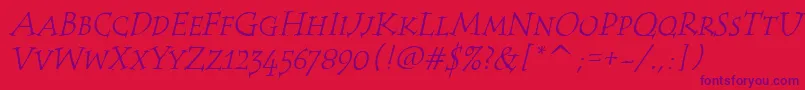 Шрифт TempusScItcTtItalic – фиолетовые шрифты на красном фоне