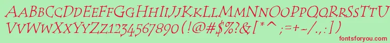 TempusScItcTtItalic Font – Red Fonts on Green Background