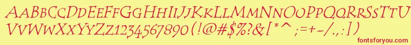 TempusScItcTtItalic Font – Red Fonts on Yellow Background