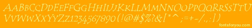 TempusScItcTtItalic Font – Yellow Fonts on Orange Background