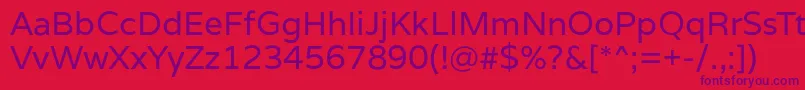 VarelaRegular-Schriftart – Violette Schriften auf rotem Hintergrund
