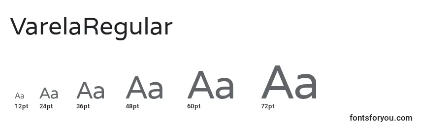Размеры шрифта VarelaRegular