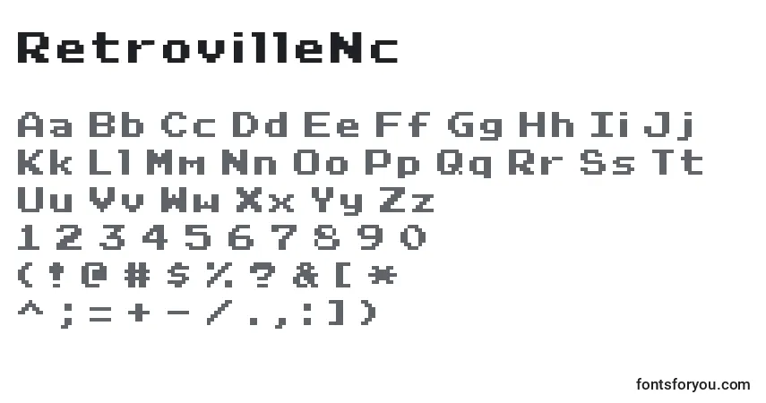 Шрифт RetrovilleNc – алфавит, цифры, специальные символы