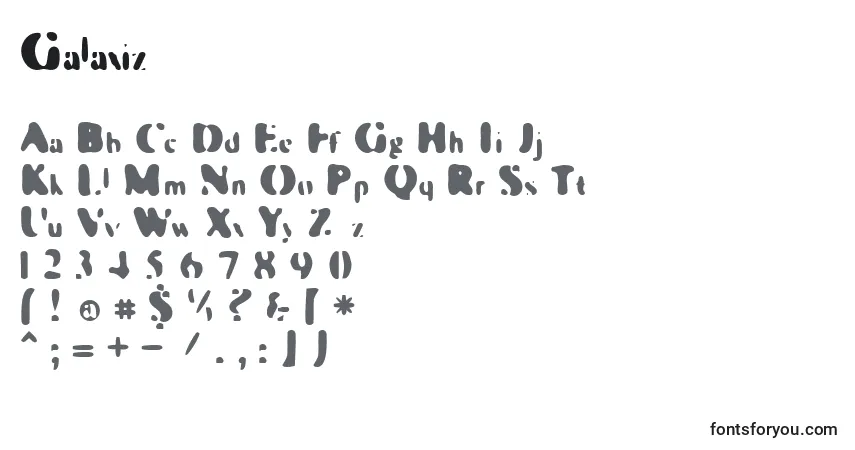 Czcionka Galaxiz – alfabet, cyfry, specjalne znaki