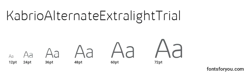 Размеры шрифта KabrioAlternateExtralightTrial
