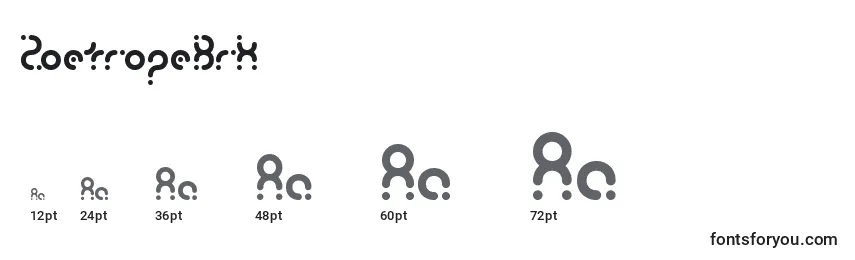 Размеры шрифта ZoetropeBrk