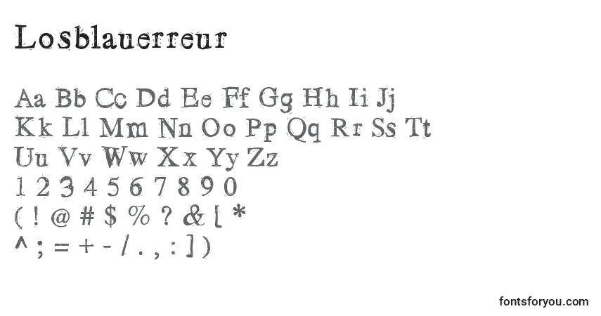 Schriftart Losblauerreur – Alphabet, Zahlen, spezielle Symbole