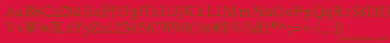 Losblauerreur-Schriftart – Braune Schriften auf rotem Hintergrund