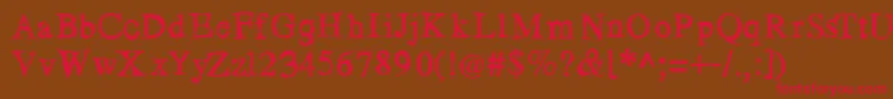 フォントLosblauerreur – 赤い文字が茶色の背景にあります。