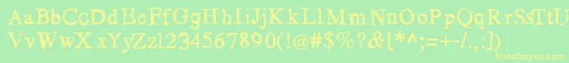 フォントLosblauerreur – 黄色の文字が緑の背景にあります