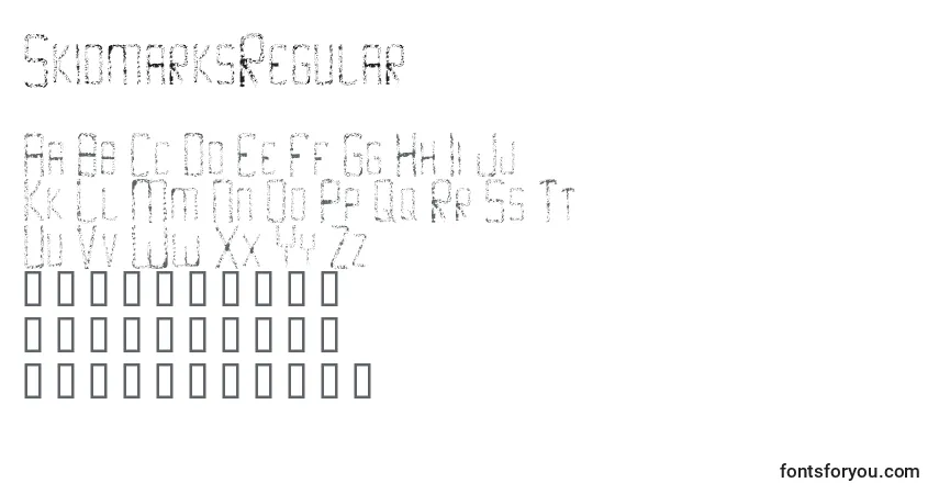 Czcionka SkidmarksRegular – alfabet, cyfry, specjalne znaki