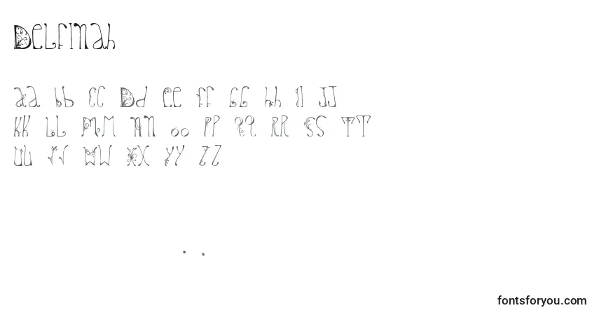 A fonte Delfinah – alfabeto, números, caracteres especiais