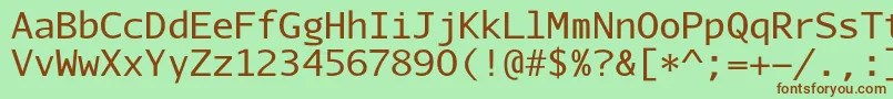 Шрифт AurulentsansmonoRegular – коричневые шрифты на зелёном фоне