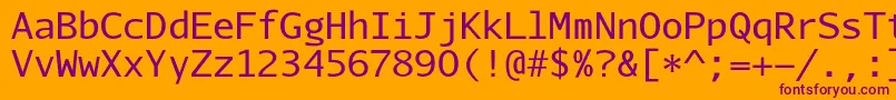 Czcionka AurulentsansmonoRegular – fioletowe czcionki na pomarańczowym tle