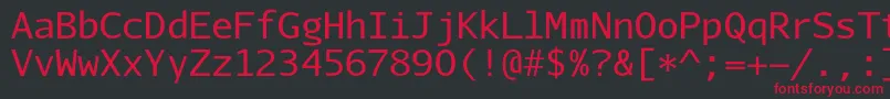 Шрифт AurulentsansmonoRegular – красные шрифты на чёрном фоне