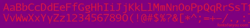 AurulentsansmonoRegular-Schriftart – Rote Schriften auf violettem Hintergrund