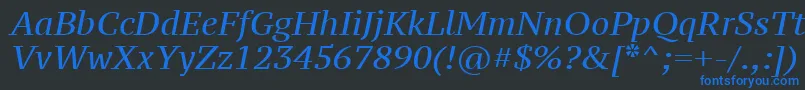 Ptz56fW-fontti – siniset fontit mustalla taustalla